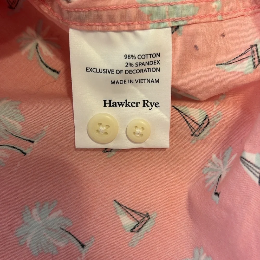 Hawker Rye Men's Pink Nautical Print short sleeve button down Shirt. Size M - Picture 8 of 9